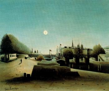 Henri Rousseau : A View of the Ile Saint Louis from Port Saint Nicolas Evening